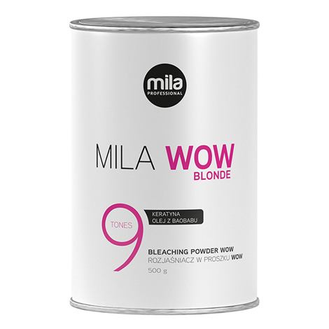 Mila Professional Bleaching Powder Power Wow+Rozjaśniacz do Włosów z Keratyną do 9 Tonów 500g