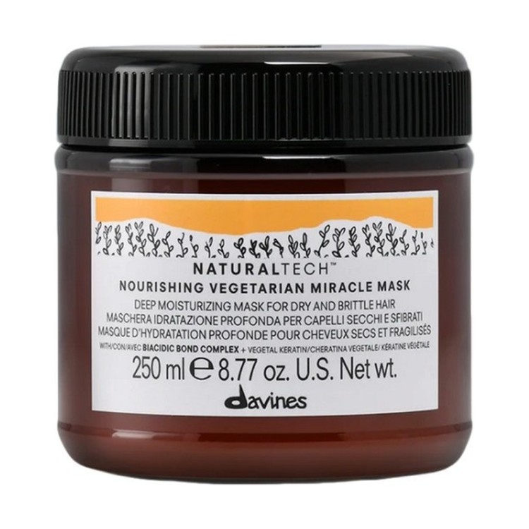 Davines NaturalTech Nourishing Vegetarian Miracle maska 250ml - głęboko nawilżająca do włosów suchych i łamliwych